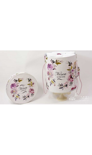 Trusou botez cu flori roz si mov Purple Flowers 15